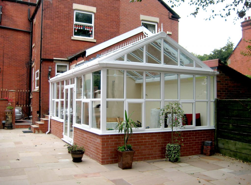 White uPVC gable conservatory installation