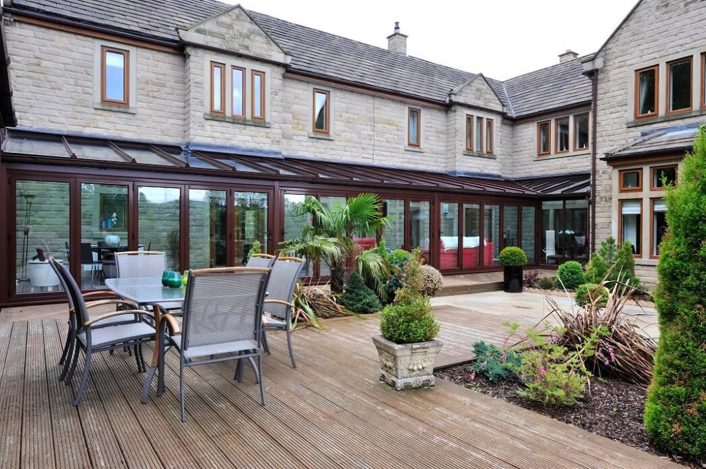 Brown aluminium conservatory in Todmorden