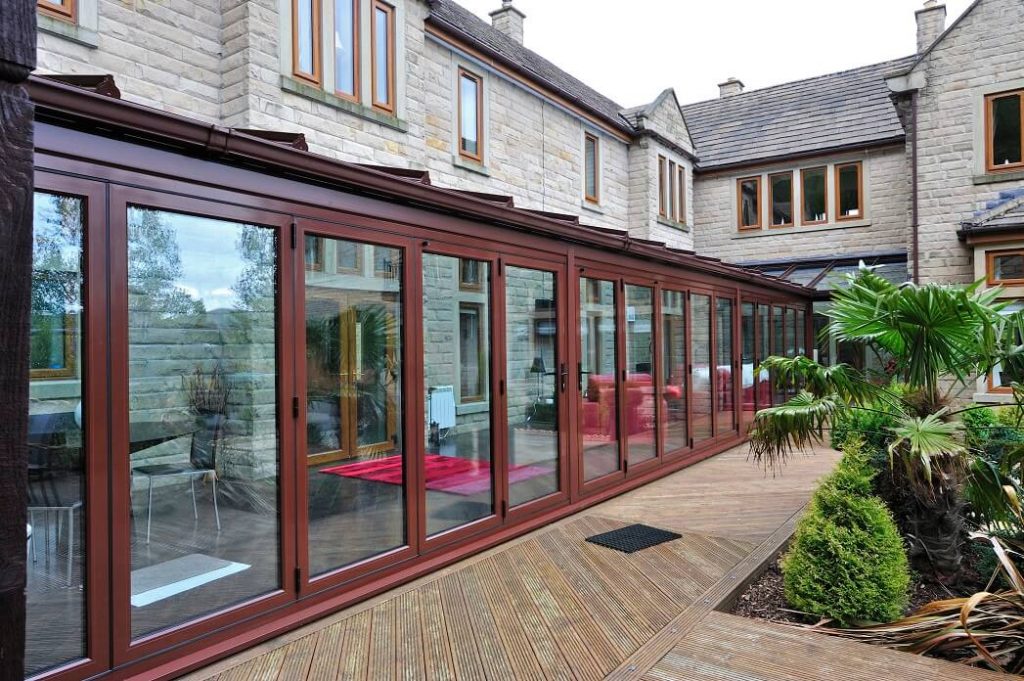 Brown aluminium windows and doors