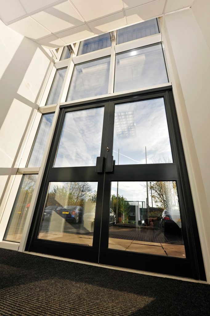 Interior view of aluminium curtain walling