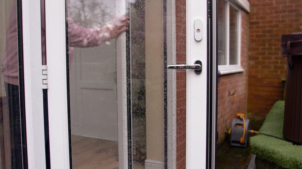 White bifold doors in use