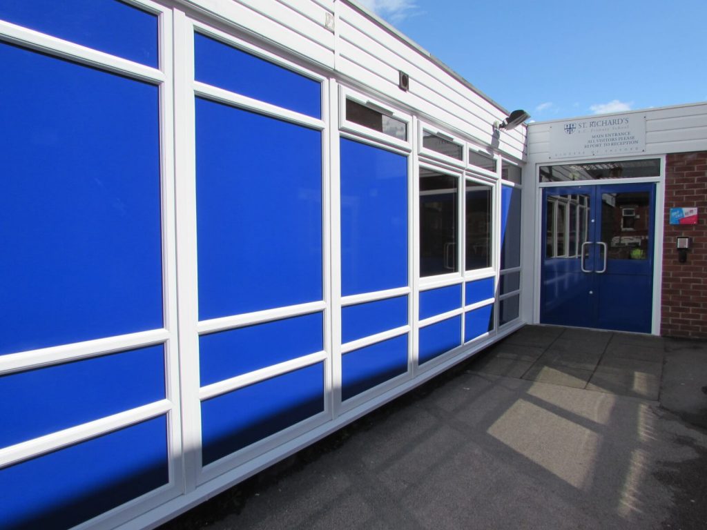 Ultramarine blue insulated panels and aluminium door
