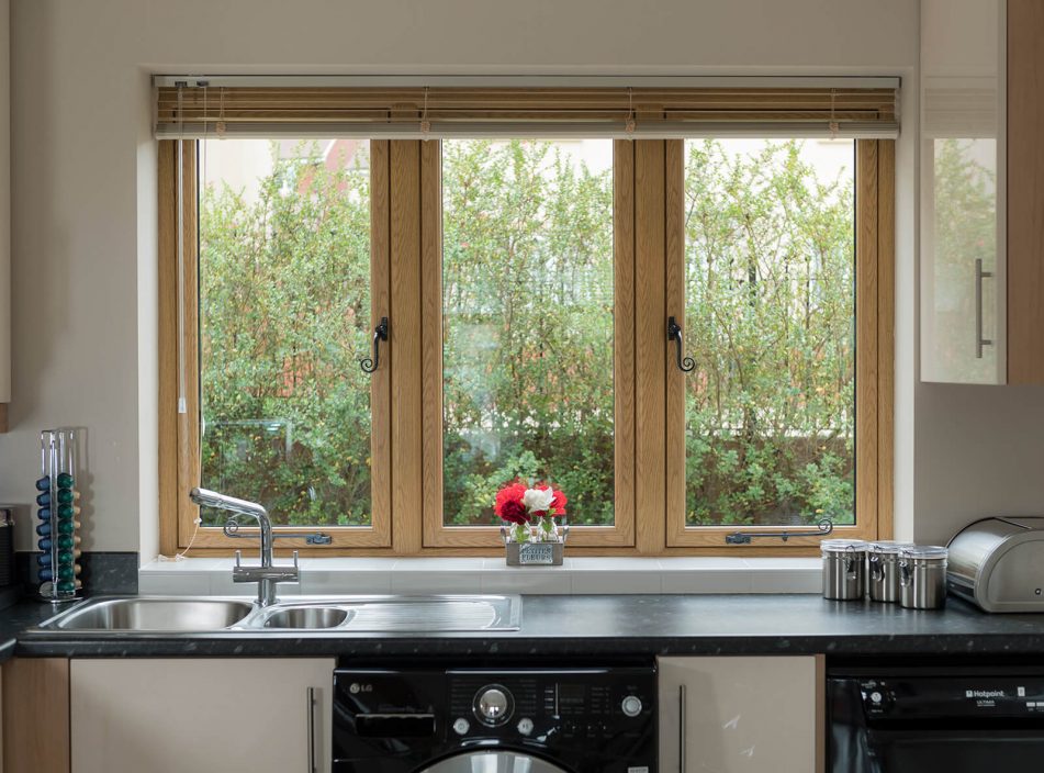 brown flush sash window