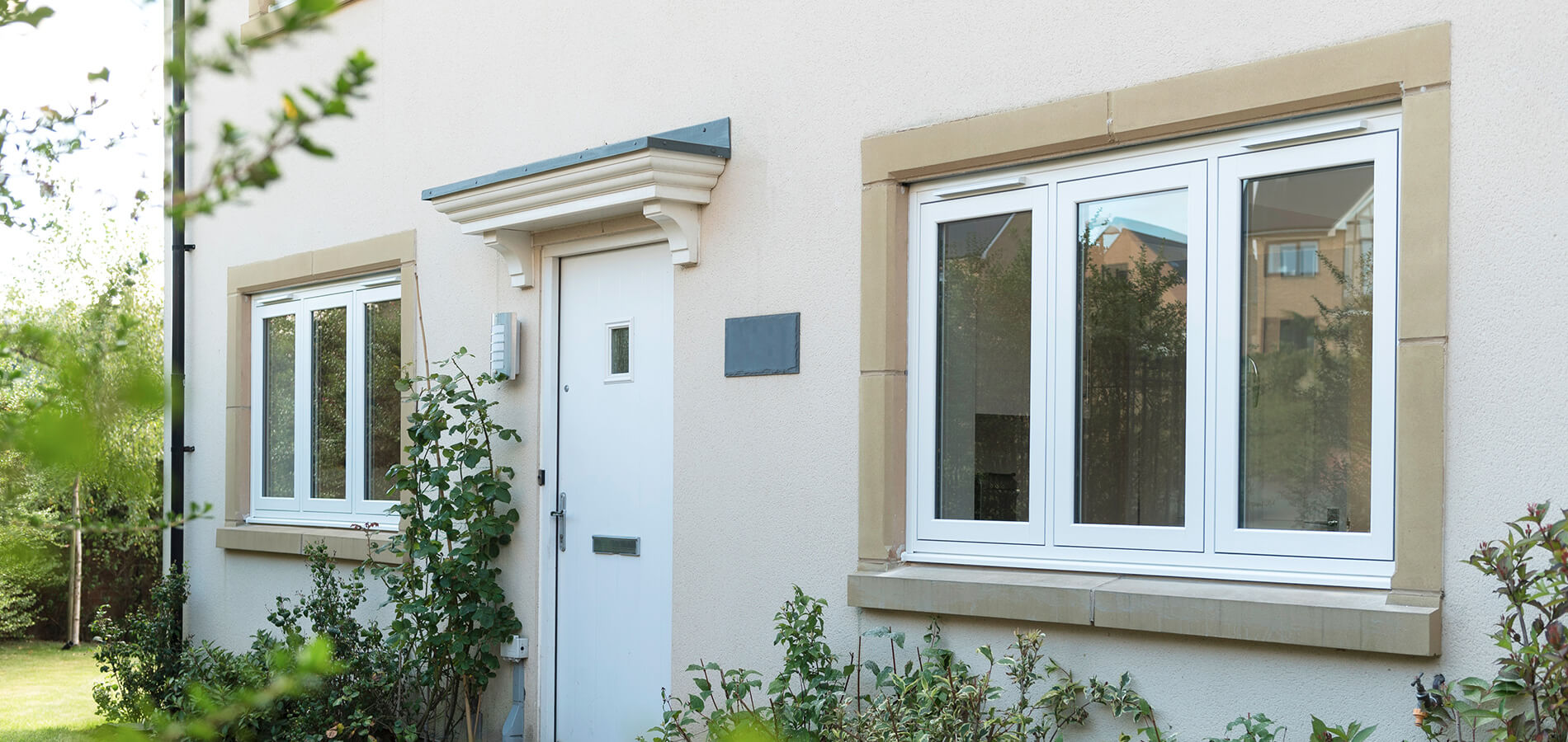 white flush sash windows